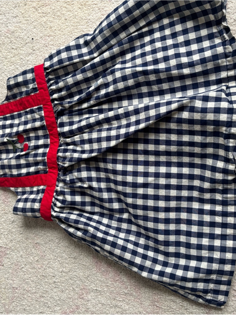 Hanna Andersson Navy Gingham Skirt with Red Trim